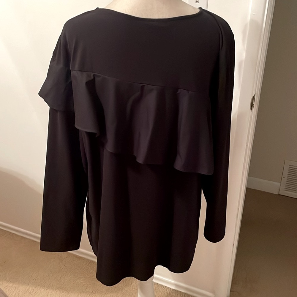 Style & Co Black Top With Ruffle. - Picture 3 of 6